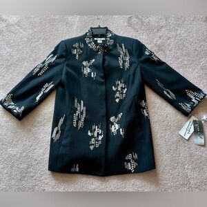 NWT Peter Nygard Black Sequin Beaded Evening Jacket Size 10